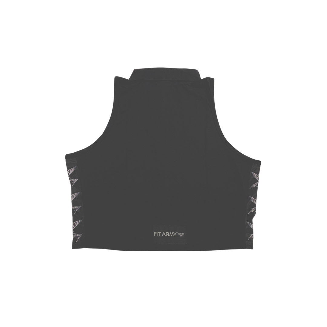 Fit Army - Diva collar zipper crop top